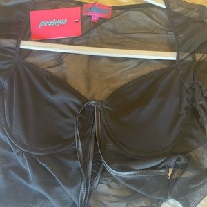 Sheer long sleeve crop